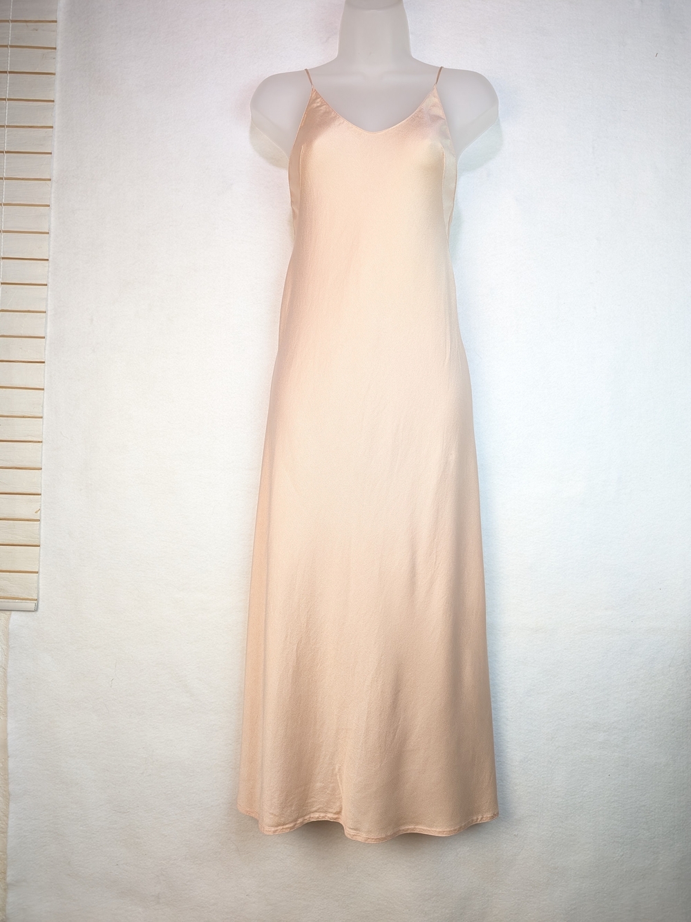 Vtg La Perla Charmeuse Silk Maxi Slip Dress XS Spaghetti Straps Soft Pink Slinky